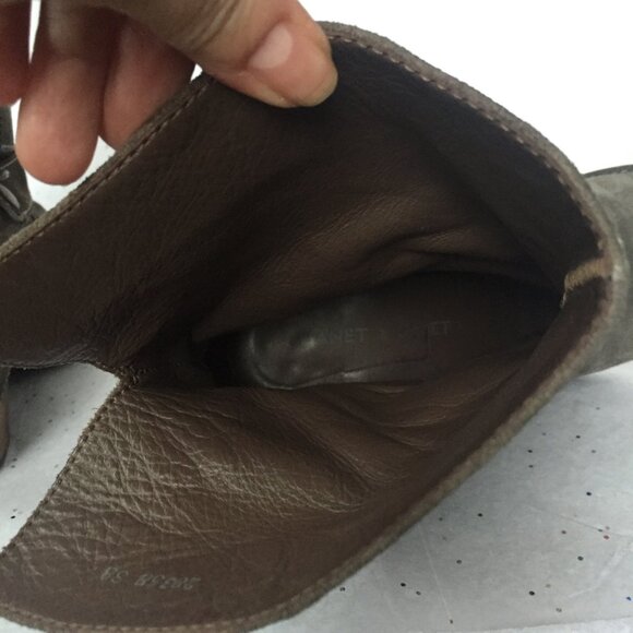 Janet & Janet Italy Gray Taupe mid calf pull on boot Size 38.5 Bohemian Western - Picture 14 of 16